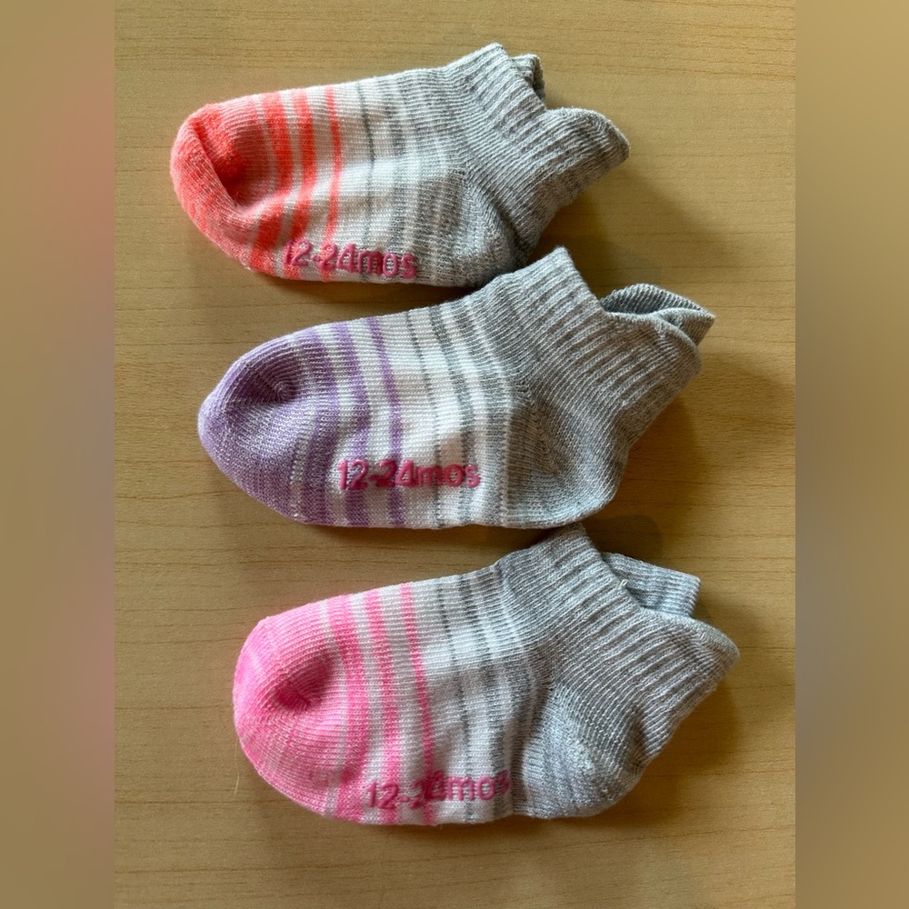 3/$20 | Hanes Toddler Athletic Ankle Socks | Set of 3 | Size 12-24 months